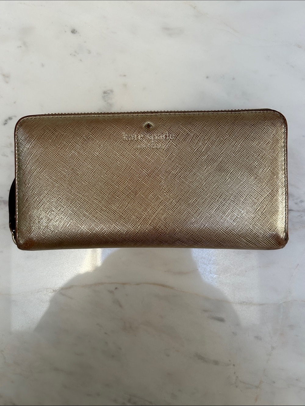 kate spade New York Metallic Gold Zip Around Wallet